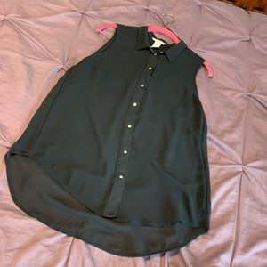 Chiffon button down tank top